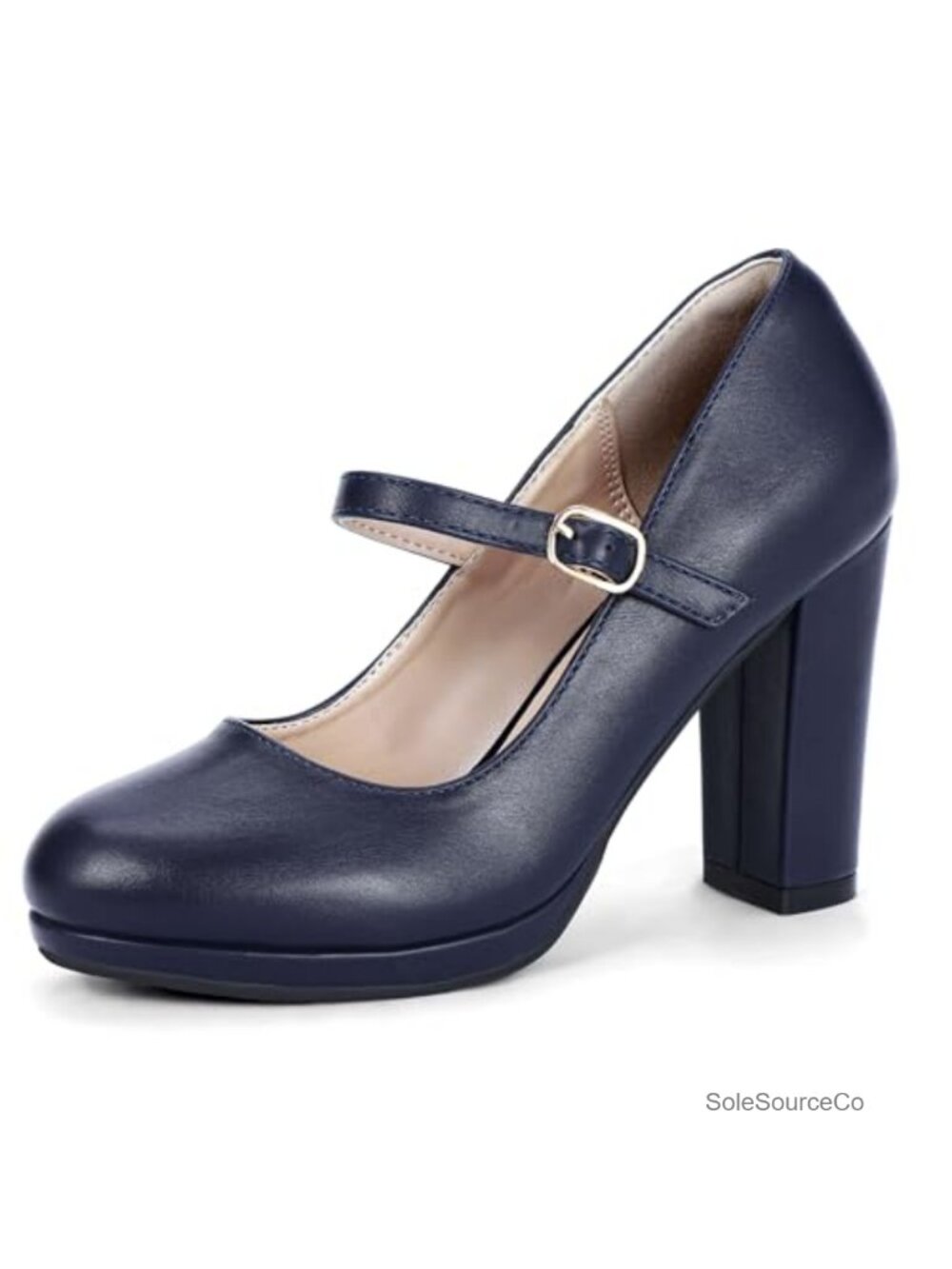 Platform Mary Jane Heels Chunky Block Heels Closed Toe Pumps